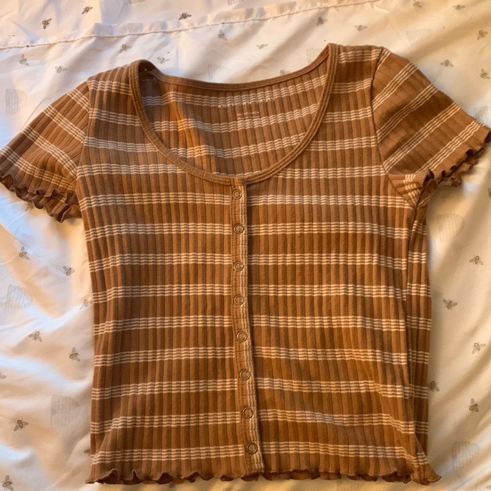 American Eagle Outfitters top, Women’s xs, and dark tan color with white stripes